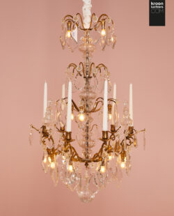 Antieke bronzen kristallen kroonluchter FR03