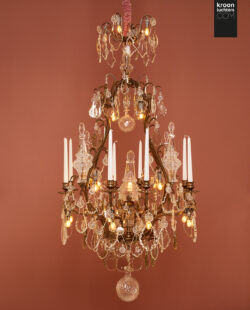 Grote antieke kristallen kroonluchter EX19