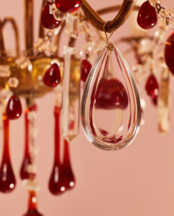 Italian chandelier red drops FR32