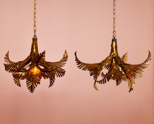 Set Maison Jansen palm lamps DE35