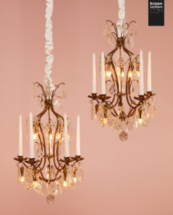 Set antieke kristallen kroonluchters FR26