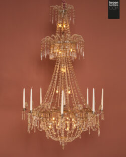 XXL antique crystal pearl bag chandelier EX15